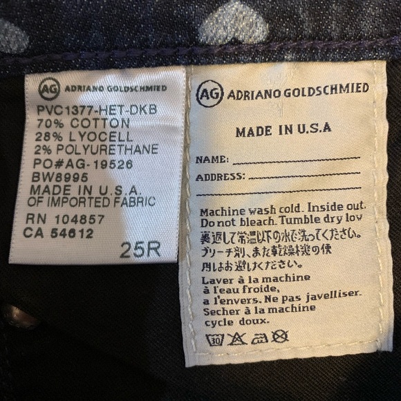 Adriano Goldschmied The Stevie Ankle Slim Straight Leg Hearts Design Jeans Sz 25 - Picture 4 of 6